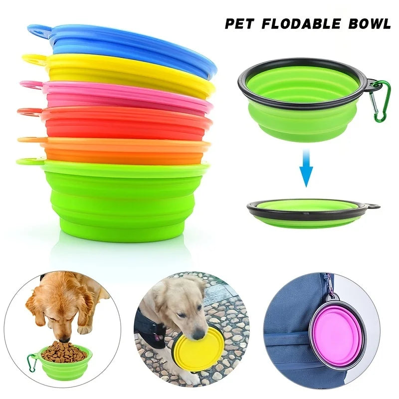 Portable Pet Food Bowl  Durable TPR Bowl  Cat and Dog Food Pet Silicone Collapsible Bowl Portable Travel Outdoor Water Food Bowl